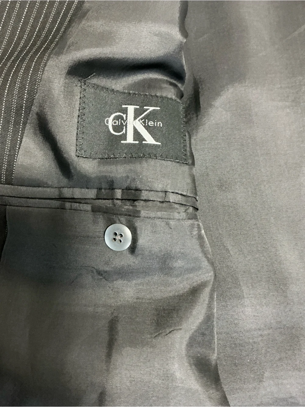 Vintage Calvin Klein Men's wool Charcoal Pinstripe blazer/ suit Jacket size 43R